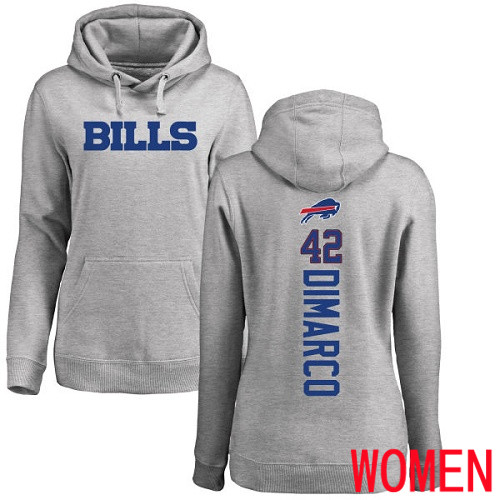 NFL Women Buffalo Bills #42 Patrick DiMarco Ash Backer Pullover Hoodie Sweatshirt
